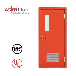 Porta de foc metàl·lica buida amb vidre